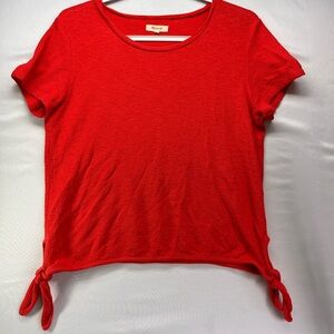 Madewell Red Short Sleeve Top with Side Ties
